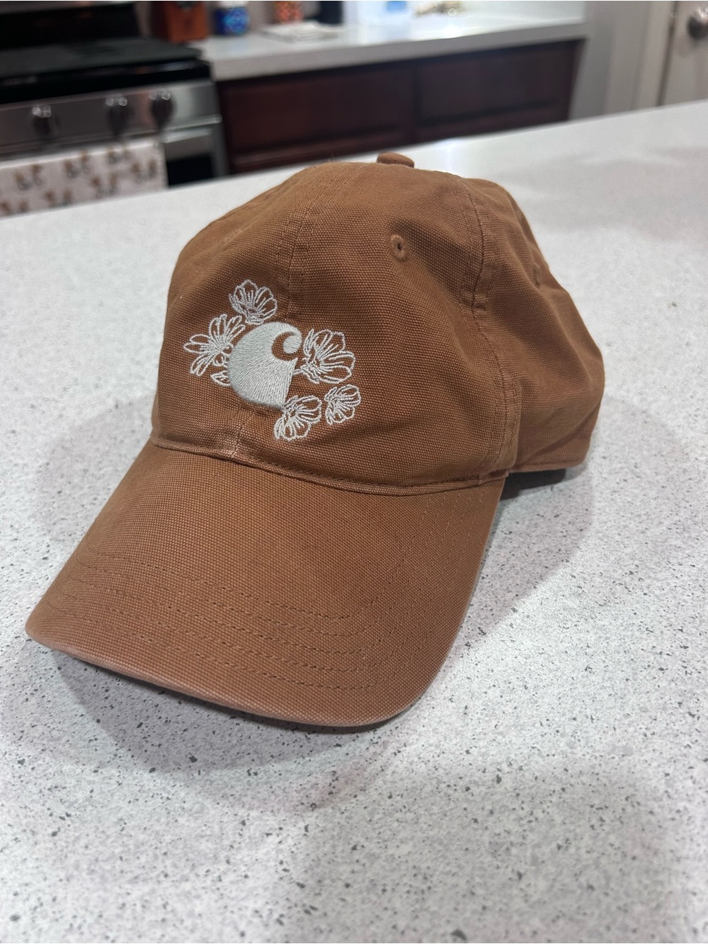 Carhartt Brown Floral Logo Cotton Baseball Cap